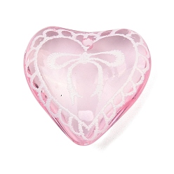 Pink Печатные акриловые подвески, аэрозольной краской, сердце, розовые, 32x33.5x11.5 мм, отверстие : 2 мм