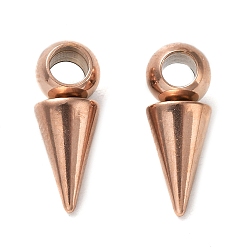 Rose Gold Ion Plating(IP) 304 Stainless Steel Pendants, Cone Charm, Rose Gold, 16x6mm, Hole: 3.2mm