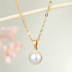pearl Minimalist Personalized Ladies Round Diamond Necklace Fashion Pendant Clavicle Chain