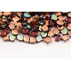 Dark Salmon Czech Glass Beads, 2-Hole, Fan, Dark Salmon, 7.5x7.5mm, about 380pcs/bag