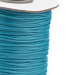 Turquoise Foncé Coréen cordon ciré, polyester cordon, turquoise foncé, 1 mm, environ 85 mètres / rouleau