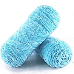 Sky Blue 100g Polyester Chenille Yarn, Velvet Hand Knitting Threads, for Baby Sweater Scarf Fabric Needlework Craft, Sky Blue, 3mm
