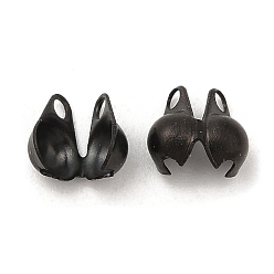 Черный Ионное покрытие (ip) 304 наконечники из нержавеющей стали с гладкой поверхностью, Калотте заканчивается, узел-раскладушка, электрофорез черный, 6x4x2.5 мм, отверстие : 1 мм, внутренний диаметр: 2 мм