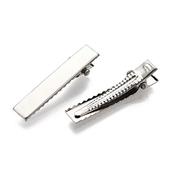 Platinum Iron Flat Alligator Hair Clip Findings, DIY Hair Accessories Making, Platinum, 34x7mm