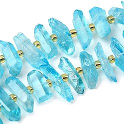 Темно-Голубой Природных кристаллов кварца бисер нитей, граненые, окрашенные, палочка для наггетсов, с бисером, глубокое синее небо, 11~25x3~9x4~10 мм, отверстие : 1~1.2 мм, около 19~26 шт / нитка, 7.09~7.48'' (18~19 см)