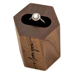 Camel Wood Rings Boxes, Wedding Ring Gift Case, Hexagon, Camel, 2.7x3.2x7cm