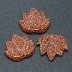 Goldstone Synthetic Goldstone Autumn Maple Leaf Pendants, Leaf Charms, 43x47~53x7mm, Hole: 2mm