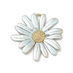 Светло-голубой 304 подвеска из нержавеющей стали, окрашенная распылением, прелести маргаритки, реальный 18 k позолоченный, вакуумное покрытие pvd, долговечный, светло-голубой, 24x25x2 мм, отверстие : 5x1 мм