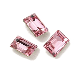 Роза Стеклянные стразы кабошоны, плоская задняя и задняя, граненые, прямоугольные, роза, 4x2.5x2 мм