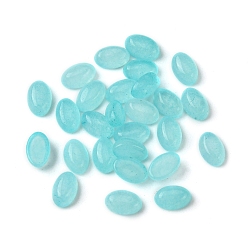 White Jade Natural White Jade Cabochons, Oval, Dyed, Cyan, 6x4x2~2.5mm