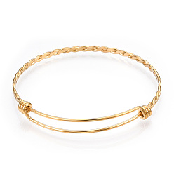 Real 18K Gold Plated Adjustable 304 Stainless Steel Expandable Bangle Making, Real 18K Gold Plated, 65mm