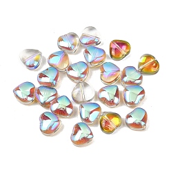 Перу Гальваническая стеклянная бусина, со серебряным покрытием, сердце, Перу, 10x10x5 мм, отверстие : 1 мм