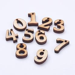 Camel Undyed Wood Charms, Number, Camel, 14~15x9~11.5x3~3.5mm, Hole: 1~2mm