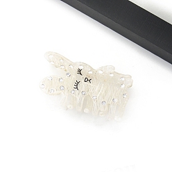 Snow Rabbit Cellulose Acetate Claw Hair Clips, Rhinestones Hair Accessories for Women & Girls, Snow, 65x32x47mm