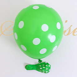 Lime Green Polka Dot Pattern Round Rubber Inflatable Balloons, for Festive Party Decorations, Lime Green, 330mm, 100pcs/bag