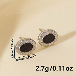 Серебро Винтажные овальные 304 серьги-гвоздики из нержавеющей стали, серебряные, 11x9 мм