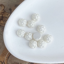 White 10Pcs Opaque Czech Glass Beads, Rose, White, 6mm