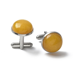 Топаз Нефрит 304 пуговицы на манжетах из нержавеющей стали., с окрашенным естественным нефритом, для аксессуаров одежды, полукруглый, 30~31x17.5 мм