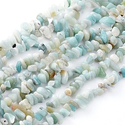 Flower Amazonite Natural Gemstone Bead Strand, Flower Amazonite Chip Beads, 5-8mm wide, Each strand measure about 32~32.5 inch long, hole: about 0.3mm