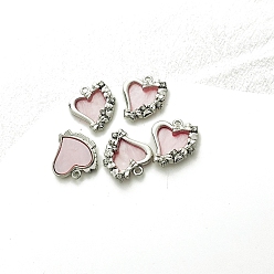 Pink Подвески из сплава и ацетата целлюлозы, сердце, розовые, 16.5x19.5 мм