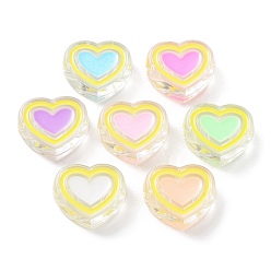 Mixed Color Transparent Acrylic Beads, with Enamel, Heart, Mixed Color, 21x24.5x9.5mm, Hole: 3.8mm