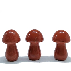 Red Jasper Natural Red Jasper Healing Mushroom Figurines, Reiki Energy Stone Display Decorations, 35mm