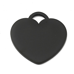 Черный Ионное покрытие (IP) 304 нержавеющая сталь с зеркальной полировкой, штампованные заготовки для бирок, лазерная резка, шарма сердца, чёрные, 25x25x1.5 мм, отверстие : 4x5 мм