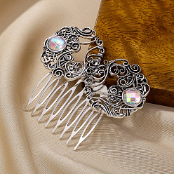 Античное Серебро Гребни для волос из акрила, аксессуары для волос для женщин и девочек, античное серебро, 70x62 мм