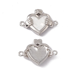 Белый Подвески из натуральных ракушек, сердце соединяется с руками, окрашенные, с стеллаж металлизированный платины тон выводов латуни, долговечный, белые, 16x21.5x4.5 мм, отверстие : 1.4 мм