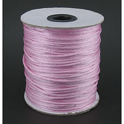 Pink Нейлоновая нить, гремучий атласный шнур, розовые, 2 мм, 100 ярдов / рулон (300 футов / рулон)