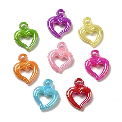 Mixed Color Plating Opaque Acrylic Pendants, AB Color, Heart, Mixed Color, 19.5x14.5x3.5mm, Hole: 2.8mm, 1562pcs/500g