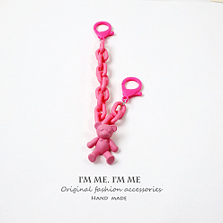 Pink bear chain 【X112】 Cute Bear DIY Couple Keychain Pendant Bag Decoration Phone Case Chain.