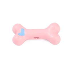 Розовый Стойка гальваническое покрытие распылением сплав эмалированные шарики, без кадмия, без никеля и без свинца, собачья кость с сердцем, туманная роза, 15x7x5 мм, отверстие : 1.6 мм