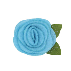 Светло-Голубой Кабошоны из шерстяного войлока, роза, Небесно-голубой, 50x40 мм