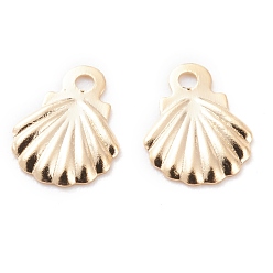 Real 24K Gold Plated Brass Charms, Shell, Real 24K Gold Plated, 8x6x0.5mm, Hole: 0.9mm