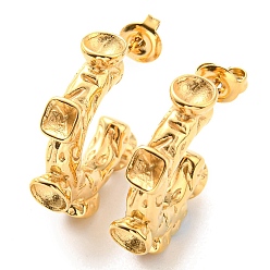 Real 14K Gold Plated 304 Stainless Steel C-shape Stud Earring Findings, Earrings Settings for Rhinestone, Real 14K Gold Plated, 24x6mm, Fit for 3.5x3.5mm and 4.5mm Rhinestone