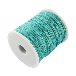 Turquoise Colored Jute Cord, Jute String, Jute Twine, 3-Ply, for Jewelry Making, Turquoise, 2mm, about 109.36 yards(100m)/roll