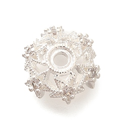 Серебро Покрытие стойки латунь микро паве прозрачные колпачки из кубического циркония, долговечный, без свинца и без кадмия, серебряные, пригодный для стразов 3 мм, 11x4 мм, отверстие : 1.9 мм