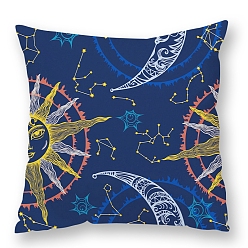Bleu Housses de coussin en velours à motif étoile, lune et soleil, Housse de coussin, pour canapé canapé-lit amoureux de la wiccan, carrée, bleu, 450x450mm