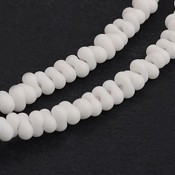 White Frosted Bone Glass Bead Strands, White, 4x2mm, Hole: 1mm; about 260pcs/strand, 16.53~16.92 inch(42~43cm)