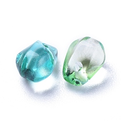 Turquoise Transparent Glass Charms, Dyed & Heated, Faceted, Teardrop, Turquoise, 6x5.5x6.5mm, Hole: 0.8mm