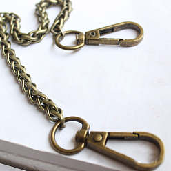 Antique Bronze Iron Handbag Chain Straps, with Alloy Clasps, for Handbag or Shoulder Bag Replacement, Antique Bronze, 60x0.7x0.7cm