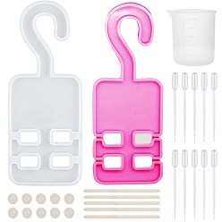 White Gorgecraft DIY Cloth Hanger Making Kits, with Silicone Molds, Silicone 100ml Measuring Cup, Plastic Transfer Pipettes, Birch Wooden Craft Ice Cream Sticks, Latex Finger Cots, White, 27pcs/set