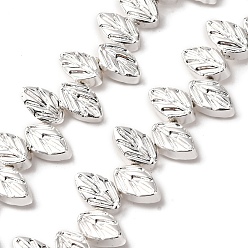 с Покрытием Серебра Стеклянные бусины с гальваническим покрытием , лист, со серебряным покрытием, 11.5x7x4.5 мм, отверстие : 0.6 мм, около 65 шт / нитка, 15.35'' (39 см)