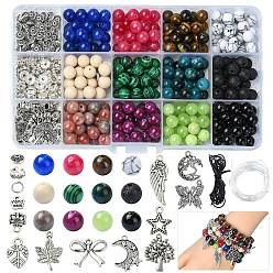 Mixed Stone DIY Natural & Synthetic Mixed Gemstone Stretch Bracelets Making Kit, 8~8.5mm, Hole: 1~1.2mm
