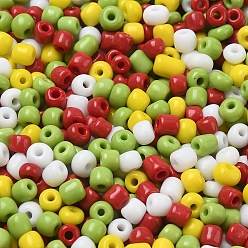(52) Непрозрачная лаванда 4 рождественские цвета 6/0 стеклянные круглые бусины, непрозрачных цветов, разноцветные, 3.6~4 мм, отверстие : 1.2 мм, около 5000 шт / упаковка