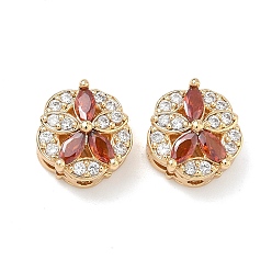 Оранжевый Латунные микро проложить кубического циркония подвески, , реальный 18 k позолоченный, оранжевые, 11x12x7 мм, отверстие : 1.6 мм