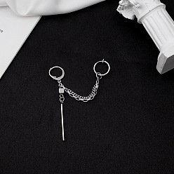 E2785-2/B single ear piercing Stainless Steel Chain Tassel Earrings - Creative, Minimalist, Double-layered.
