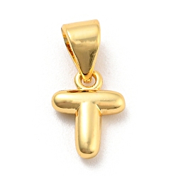 Letter T Brass Charms, Real 18K Gold Plated, Long-Lasting Plated, Lead Free & Cadmium Free, Letter Charm, Letter T, 9x7x2.5m, Hole: 5x3.5mm