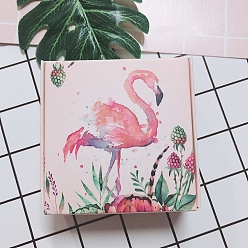 Flamingo Shape Square Paper Boxes, for Soap Packaging, Pink, Flamingo Pattern, 8.5x8.5x3.5cm